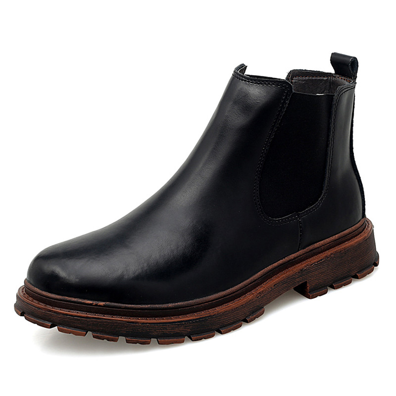 Toamna Iarna Glezna Piele Chelsea Boots Barbati Maro Negru Botas Hombre Cuero Bottine Botki Bottines Homme