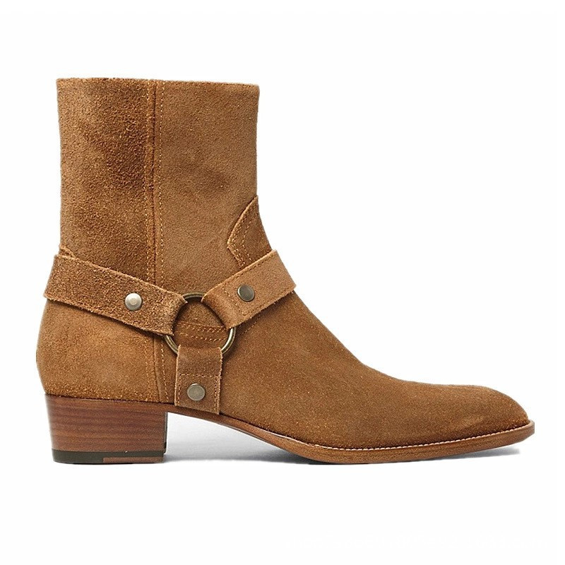 Muške Chelsea čizme Ručno izrađene visokokvalitetne kravlje antilop smeđe modne poslovne ležerne muške cipele s četvrtastim vrhom i srednjom petom