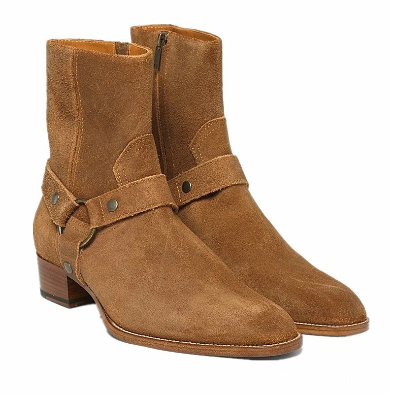 Muške Chelsea čizme Ručno izrađene visokokvalitetne kravlje antilop smeđe modne poslovne ležerne muške cipele s četvrtastim vrhom i srednjom petom