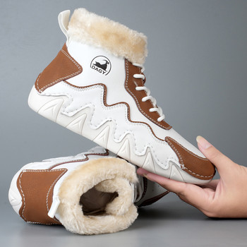 Зимни дамски обувки 2024 Нови супер меки високи снежни къси ботуши с плюшени топли удобни ежедневни памучни обувки