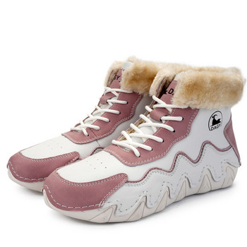 Χειμερινά γυναικεία παπούτσια 2024 Νέα σούπερ μαλακά ψηλά μποτάκια χιονιού με βελούδινα ζεστά άνετα casual βαμβακερά παπούτσια