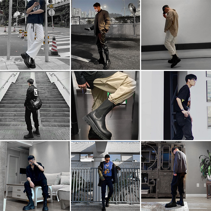 Maden Men Split Δερμάτινες Μπότες Chelsea Χειμερινές βρετανικές μπότες χαμηλής κοπής Μαύρη σόλα Κοντές μπότες υψηλής ποιότητας με στρογγυλά δάχτυλα