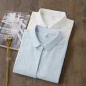 Cămașă din bumbac 100% bluză de înaltă calitate pentru femei, toamnă 2020, cu mânecă lungă, cămăși albe, subțiri, casual pentru femei, topuri pentru femei, albastru Y268