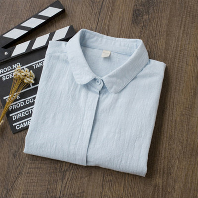 Cămașă din bumbac 100% bluză de înaltă calitate pentru femei, toamnă 2020, cu mânecă lungă, cămăși albe, subțiri, casual pentru femei, topuri pentru femei, albastru Y268