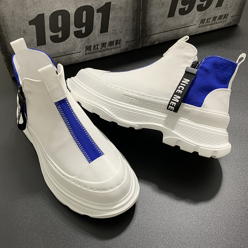 Pantofi pentru bărbați cu talpă groasă, pantofi casual respirabili, tendințe de modă pentru bărbați, pantofi din pânză, pantofi noi cu fermoar