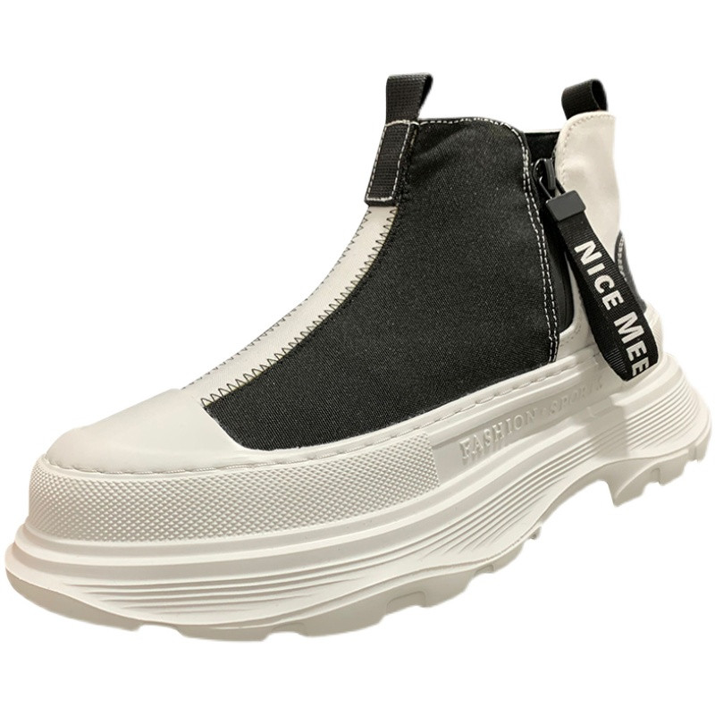 Pantofi pentru bărbați cu talpă groasă, pantofi casual respirabili, tendințe de modă pentru bărbați, pantofi din pânză, pantofi noi cu fermoar