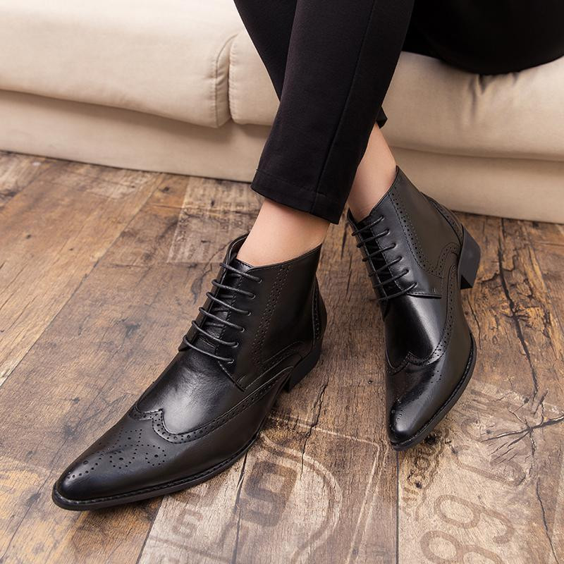 Ανδρικά μποτάκια Άνοιξη φθινόπωρο Casual Lace Up παπούτσια εξωτερικής μόδας Μποτάκια Oxfords Fashion Δερμάτινα μποτάκια Ανδρικά μποτάκια444