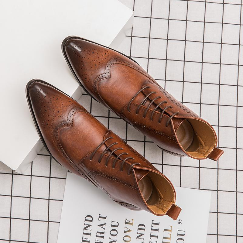 Ανδρικά μποτάκια Άνοιξη φθινόπωρο Casual Lace Up παπούτσια εξωτερικής μόδας Μποτάκια Oxfords Fashion Δερμάτινα μποτάκια Ανδρικά μποτάκια444