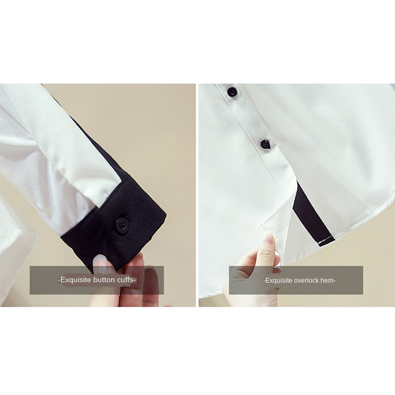 Moteriški korėjietiški madingi drabužiai V formos iškirpte, vienspalviai laisvi marškinėliai Biuro moteriški pavasario ir rudens šifoniniai marškiniai ir palaidinė Blusas 11155