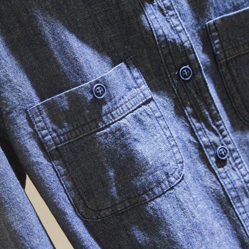 Proljeće jesen Korejska modna ženska traper košulja dugih rukava s otvorenim ovratnikom Usklađena ležerna tamnoplava bluza s dva džepa V64