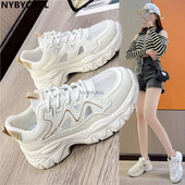 Pantofi noi, tată negru, grosime, pantofi vulcanizați ocazional, pantofi cu platformă înaltă pentru femei, pantofi albi cu șireturi, pantofi pentru femei 2023