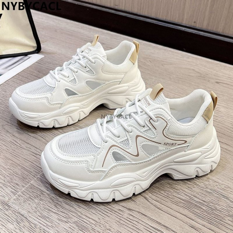 Pantofi noi, tată negru, grosime, pantofi vulcanizați ocazional, pantofi cu platformă înaltă pentru femei, pantofi albi cu șireturi, pantofi pentru femei 2023