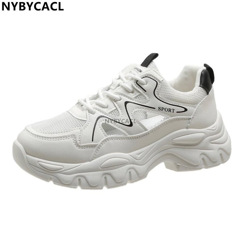 Pantofi noi, tată negru, grosime, pantofi vulcanizați ocazional, pantofi cu platformă înaltă pentru femei, pantofi albi cu șireturi, pantofi pentru femei 2023