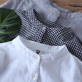 jednostavna dvoslojna gaza bluza dugih rukava pamučna književna majica srednje dužine za sve kombinacije