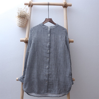 jednostavna dvoslojna gaza bluza dugih rukava pamučna književna majica srednje dužine za sve kombinacije