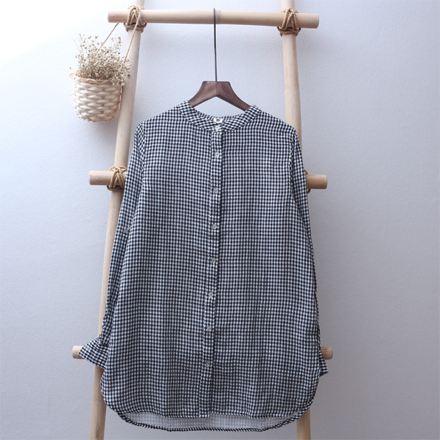 jednostavna dvoslojna gaza bluza dugih rukava pamučna književna majica srednje dužine za sve kombinacije