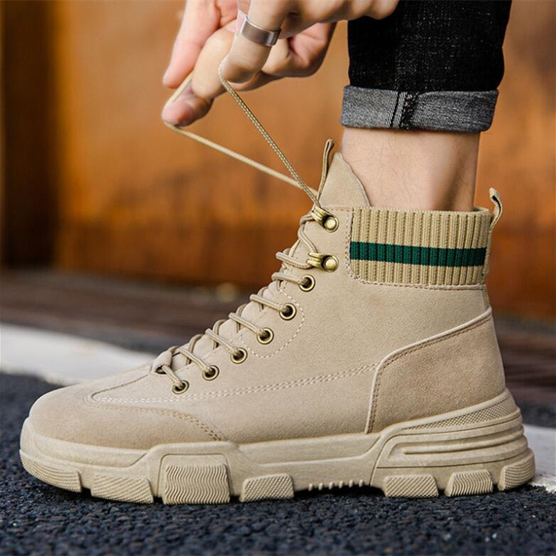 Cizme noi pentru bărbați, din piele, impermeabile, cu șireturi, cizme militare pentru bărbați, iarnă, glezne, pantofi ușori pentru bărbați, ocazional de iarnă, anti-alunecare