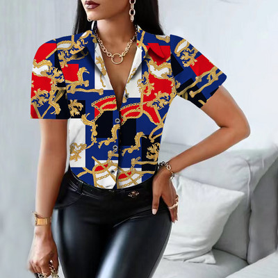 Blusas De Mujer 2023 Ležerna bluza s printom dugih rukava Ženske modne bijele košulje s otvorenim ovratnikom 2023. Proljeće Jesen Majice