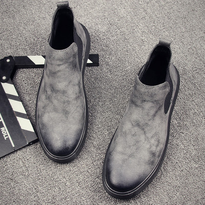 Britanski dizajner muške modne chelsea čizme crno sive cipele s platformom čizme od kože jesen zima gležnjače botas masculinas
