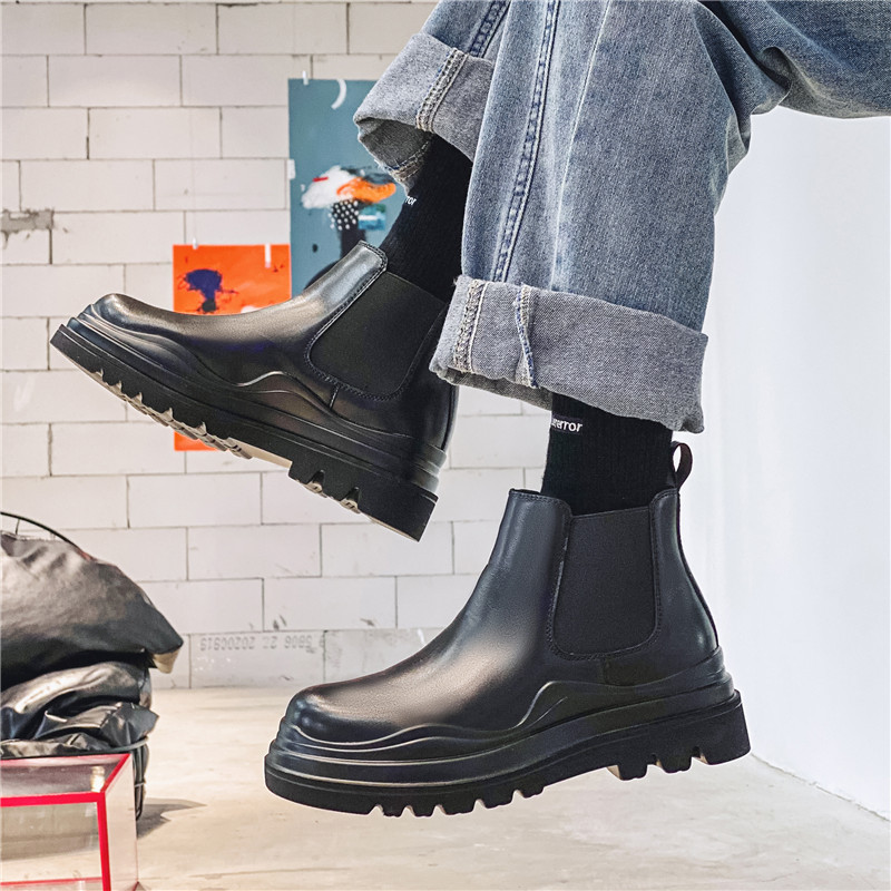 Muške cipele 2023. Debeli donji dio Chelsea čizme od kože Jahaće čizme za muškarce Debele tenisice Muške čizme u uličnom stilu