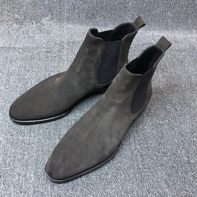 WEH cizme chelsea barbati piele intoarsa negru maro catifea pantofi rochii cu glezna inalta pentru barbati cizme rochie chelsea rezistente la uzura marime mare 47 48