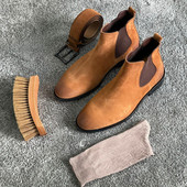 New In Men Chelsea Boots καφέ Flock Round Toe Slip-On Business Χειροποίητες ανδρικές μπότες Δωρεάν αποστολή Botas De Hombre