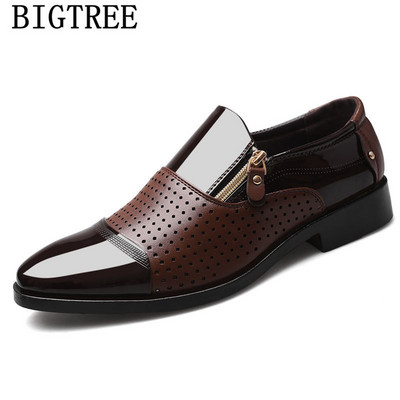 Férfi Esküvői Cipők Szellőzőnyílás Lakkbőr Loaferek Férfi Öltöztető Cipők Coiffeur Alkalmi Cipők Férfi Ruha Sepatu Slip On Pria