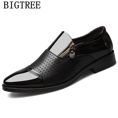 Férfi Esküvői Cipők Szellőzőnyílás Lakkbőr Loaferek Férfi Öltöztető Cipők Coiffeur Alkalmi Cipők Férfi Ruha Sepatu Slip On Pria