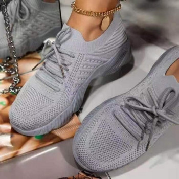 Παπούτσια sneakers 2024 Fashion Lace Up Παπούτσια πλατφόρμας για γυναικεία καλοκαιρινά Plus μέγεθος 43 Flat Mesh Αθλητικά παπούτσια Γυναικεία παπούτσια Vulcanize