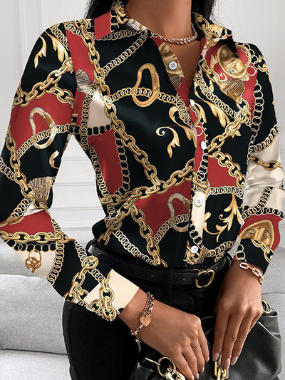 Cămașă imprimată pentru femei, primăvară 2022, elegantă, pentru birou, pentru dama