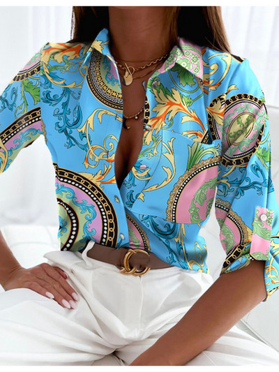 Cămașă imprimată pentru femei, primăvară 2022, elegantă, pentru birou, pentru dama