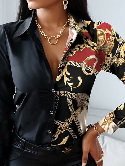 Cămașă imprimată pentru femei, primăvară 2022, elegantă, pentru birou, pentru dama