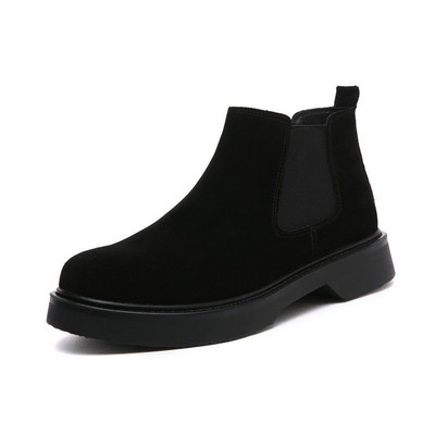 ανδρικές μπότες μόδας πολυτελείας τσέλσι μαύρες τάσεις αγελάδας σουέτ δερμάτινα παπούτσια καουμπόη φθινόπωρο χειμώνα χειμερινό μποτάκι πλατφόρμα κοντά botas hombre