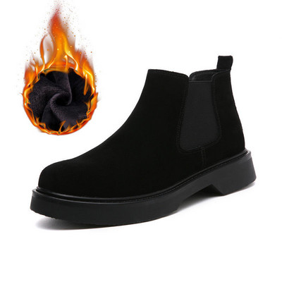 ανδρικές μπότες μόδας πολυτελείας τσέλσι μαύρες τάσεις αγελάδας σουέτ δερμάτινα παπούτσια καουμπόη φθινόπωρο χειμώνα χειμερινό μποτάκι πλατφόρμα κοντά botas hombre