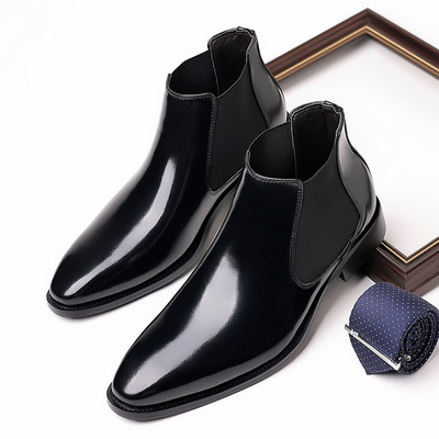 Βρετανικά ανοιξιάτικα φθινοπωρινά casual ανδρικά δερμάτινα παπούτσια Υψηλής ποιότητας Vintage Business Tooling Μποτάκια αστράγαλο Πολυτελείς μπότες Chelsea μεγάλο μέγεθος