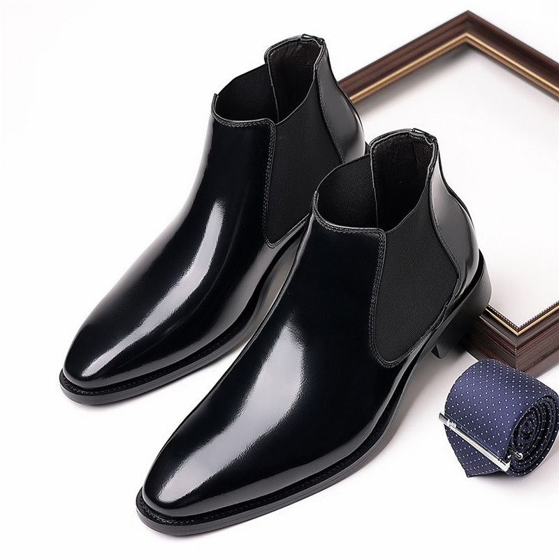 Βρετανικά ανοιξιάτικα φθινοπωρινά casual ανδρικά δερμάτινα παπούτσια Υψηλής ποιότητας Vintage Business Tooling Μποτάκια αστράγαλο Πολυτελείς μπότες Chelsea μεγάλο μέγεθος