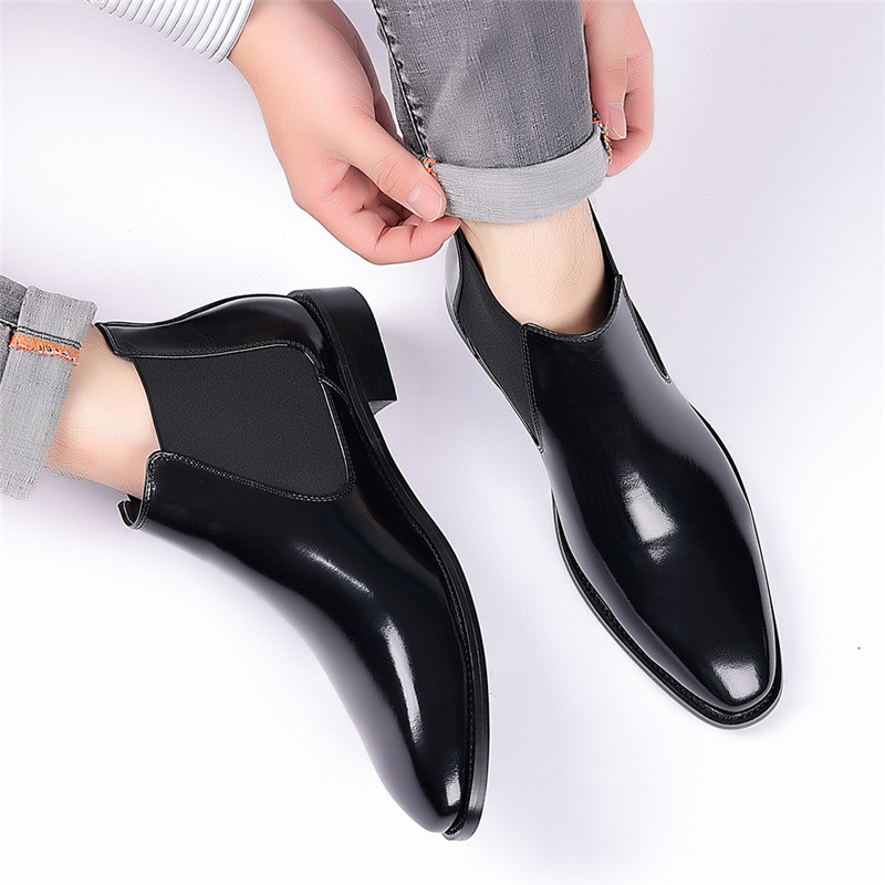 Βρετανικά ανοιξιάτικα φθινοπωρινά casual ανδρικά δερμάτινα παπούτσια Υψηλής ποιότητας Vintage Business Tooling Μποτάκια αστράγαλο Πολυτελείς μπότες Chelsea μεγάλο μέγεθος