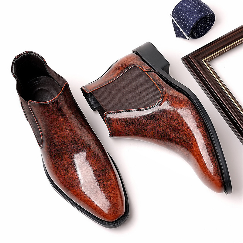 Βρετανικά ανοιξιάτικα φθινοπωρινά casual ανδρικά δερμάτινα παπούτσια Υψηλής ποιότητας Vintage Business Tooling Μποτάκια αστράγαλο Πολυτελείς μπότες Chelsea μεγάλο μέγεθος