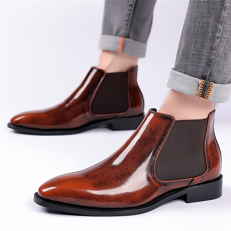Βρετανικά ανοιξιάτικα φθινοπωρινά casual ανδρικά δερμάτινα παπούτσια Υψηλής ποιότητας Vintage Business Tooling Μποτάκια αστράγαλο Πολυτελείς μπότες Chelsea μεγάλο μέγεθος