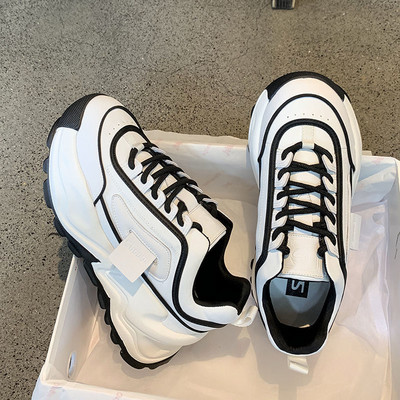 Νέα μόδα χοντρά αθλητικά παπούτσια Γυναικεία Wedge Platform για Γυναικεία παπούτσια που αναπνέουν καθημερινά αθλητικά παπούτσια Γυναικεία κορδόνια Zapatos Mujer