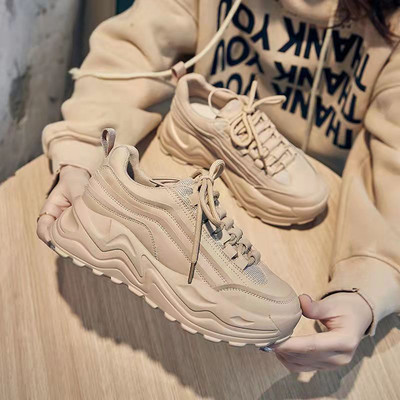Νέα μόδα χοντρά αθλητικά παπούτσια Γυναικεία Wedge Platform για Γυναικεία παπούτσια που αναπνέουν καθημερινά αθλητικά παπούτσια Γυναικεία κορδόνια Zapatos Mujer