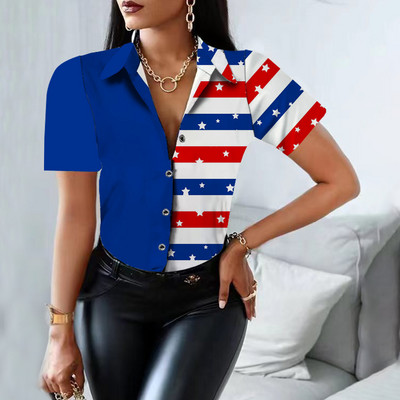 Ženska bluza dugih rukava s printom, gumbi za ovratnik, elegantna košulja, ženska uredska odjeća, proljeće