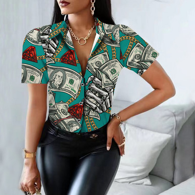 Ženska bluza dugih rukava s printom, gumbi za ovratnik, elegantna košulja, ženska uredska odjeća, proljeće