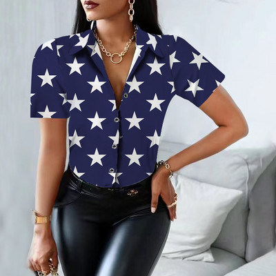 Ženska bluza dugih rukava s printom, gumbi za ovratnik, elegantna košulja, ženska uredska odjeća, proljeće