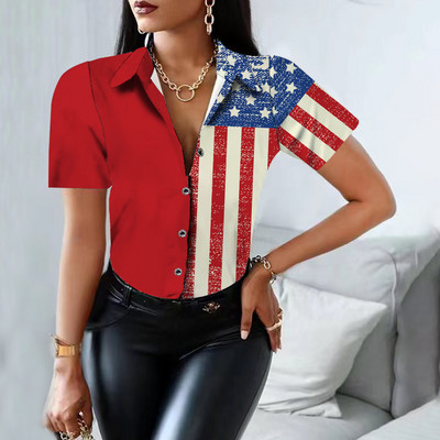 Ženska bluza dugih rukava s printom, gumbi za ovratnik, elegantna košulja, ženska uredska odjeća, proljeće