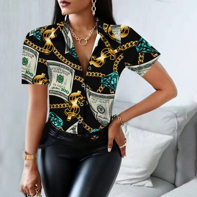 Ženska bluza dugih rukava s printom, gumbi za ovratnik, elegantna košulja, ženska uredska odjeća, proljeće