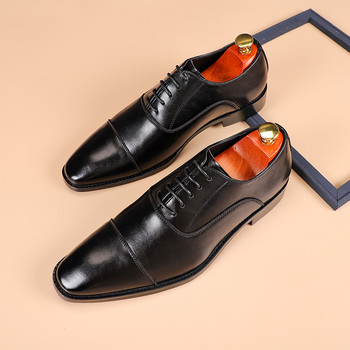 Нови пролетни летни мъжки бизнес ежедневни кожени обувки Официален костюм Мокасини на танкетка Сватбени оксфордски обувки Луксозни мъжки обувки Бял Черен