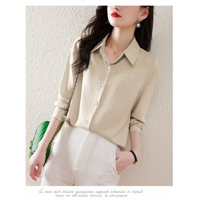 Cămașă cu nasturi la modă de toamnă, bluză vintage de primăvară, femei, albă, cu mâneci lungi, cămăși largi Streetwear, topuri de design