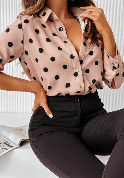 2023 Uredska dama Geomrtric Print Satenska košulja sa stojećim vratom i mašnom na vezanje dugih rukava Labava ležerna ženska elegantna šik majica