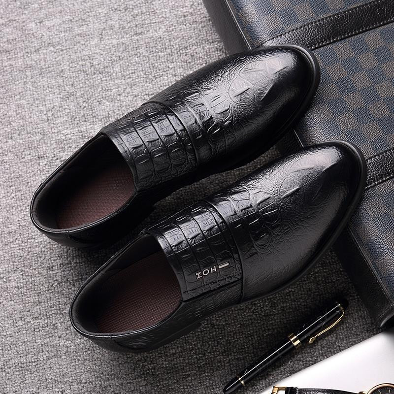 Μόδα Breathable Wearable Increase Επίπεδα μονόχρωμα Ανδρικά Δερμάτινα Παπούτσια Casual Low Cut Γνήσιο